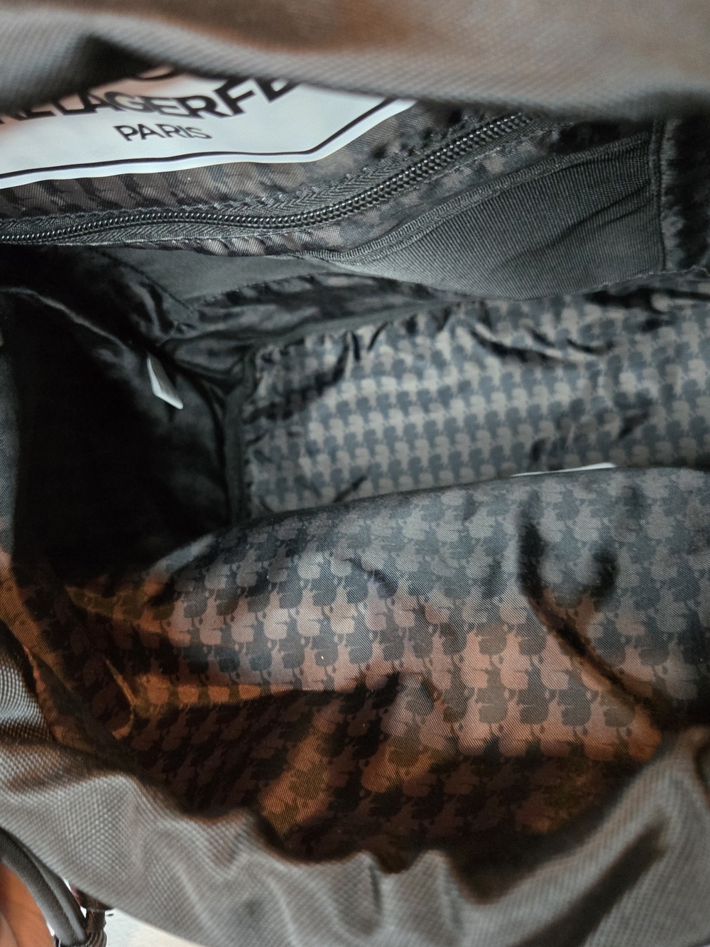 Karl Lagerfeld Black Saffiano Backpack - Logo Front - Picture 7 of 11